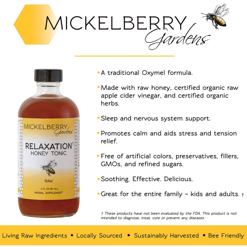 Relaxation Herbal Honey Tonic - Bee Calm - Mickelberry Gardens