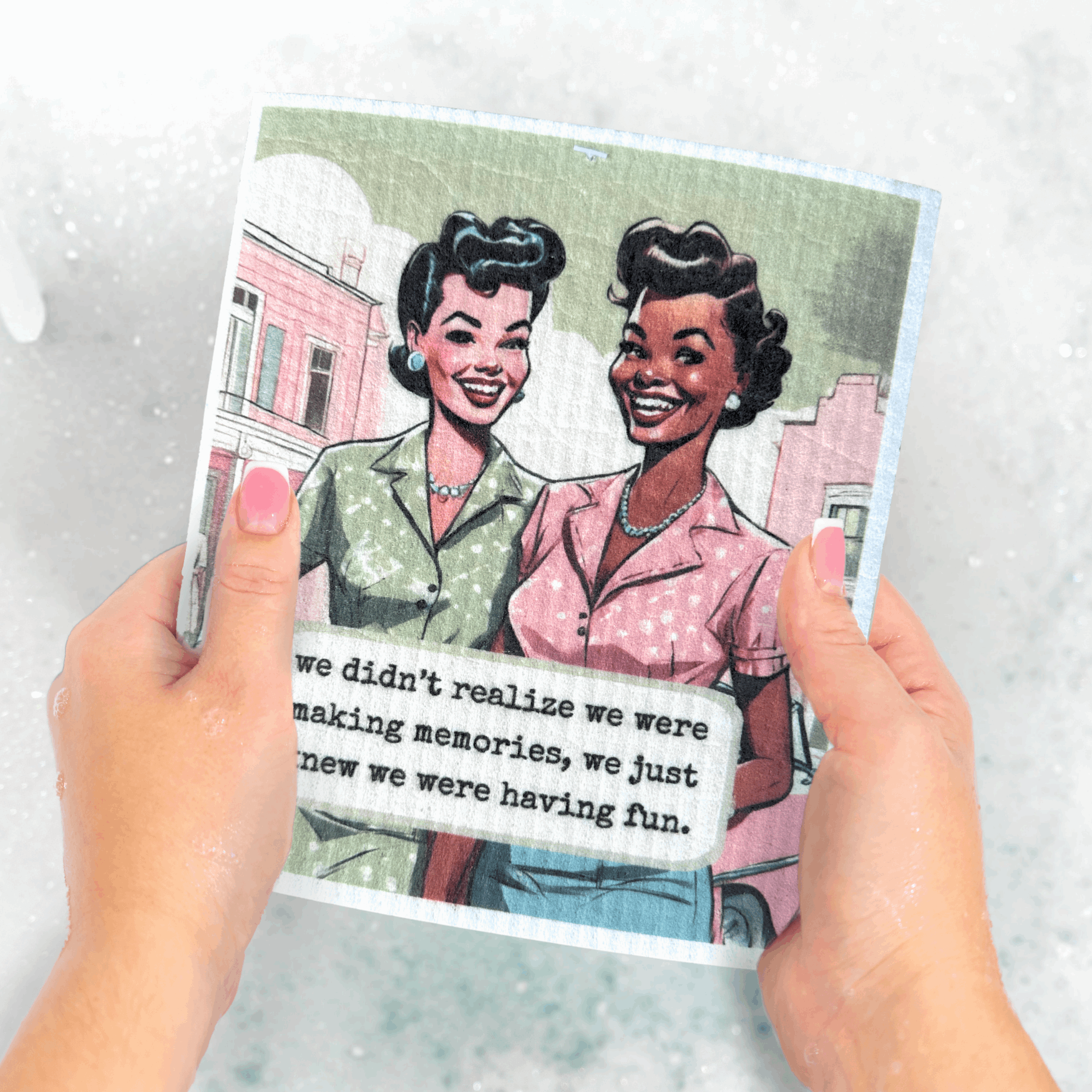 Funny Retro Swedish Dishcloth - Making Memories Having Fun - Urban Smirk