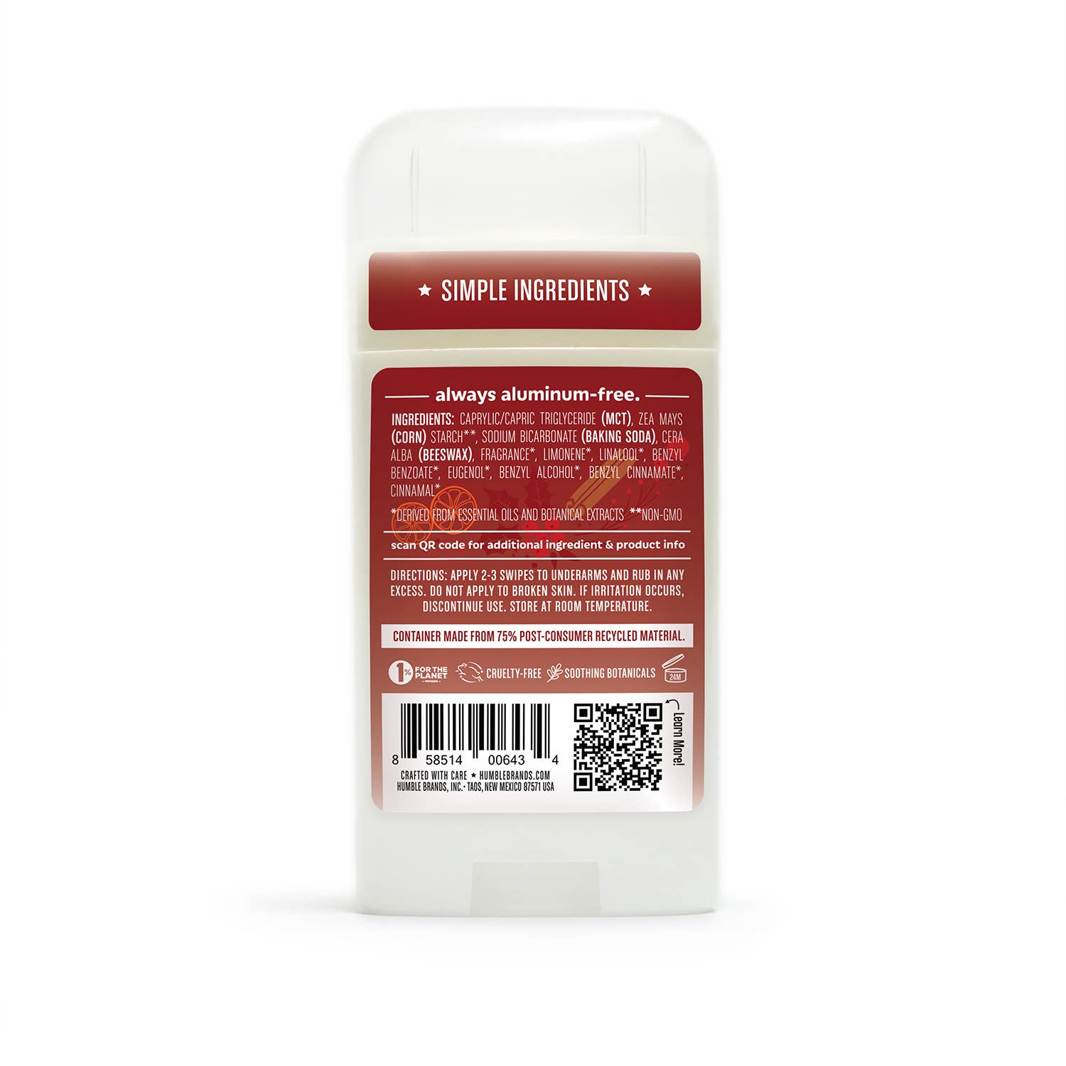 Natural Deodorant - Sweet Orange & Cinnamon - Humble Brands Inc.
