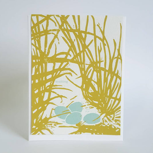 Waiting Block Print Greeting Card