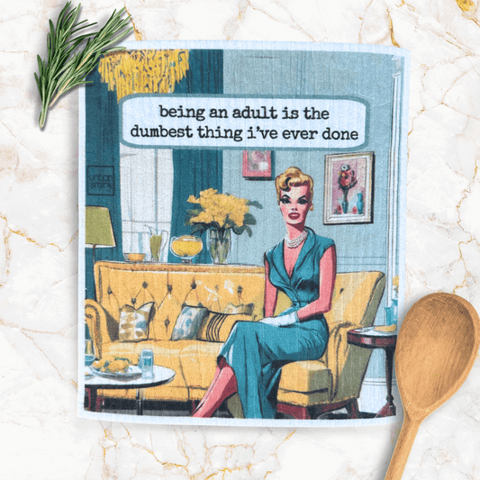 Funny Retro Swedish Dishcloth - Adulting - Urban Smirk