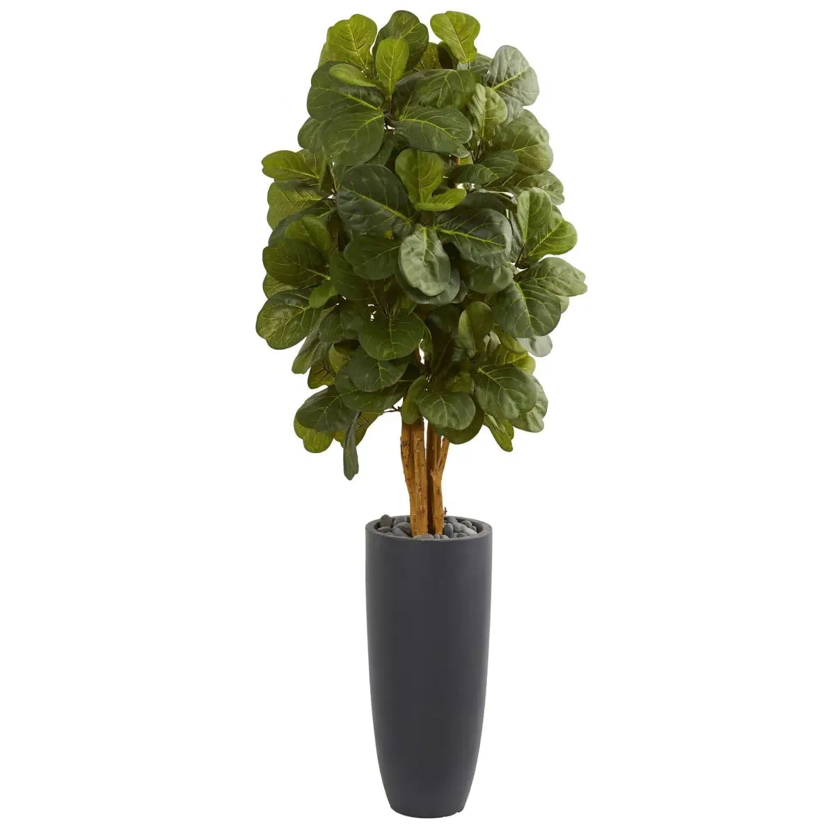 5.5’ Fiddle Leaf Artificial Tree in Gray Cylinder Planter - Nearly Natural