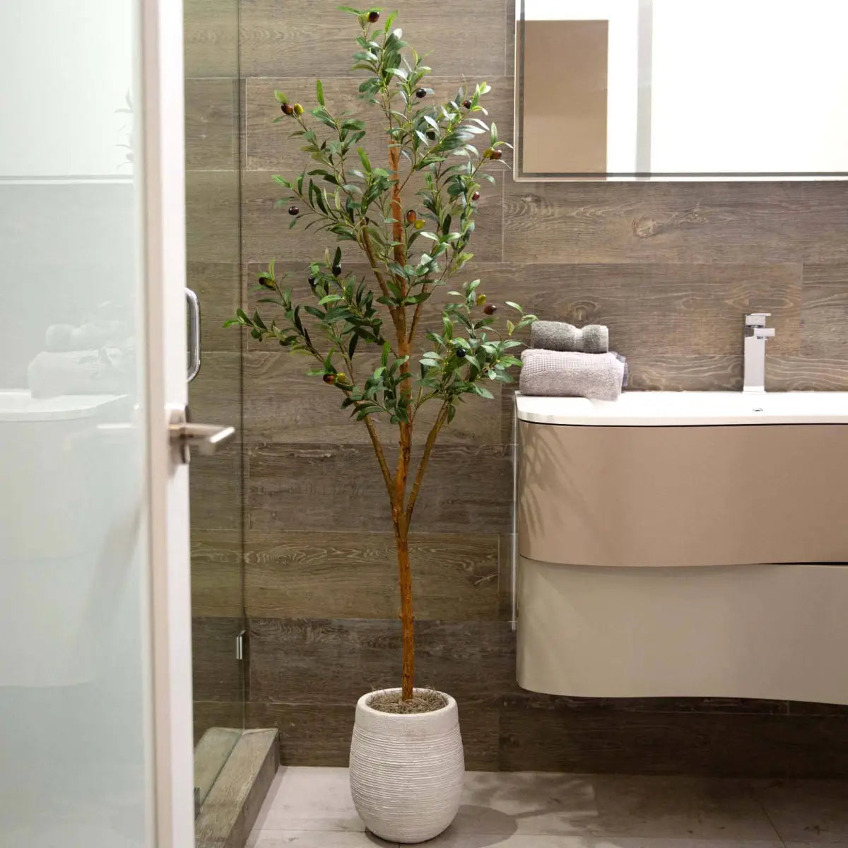 5’ Artificial Olive Tree with Natural Trunk - Nearly Natural