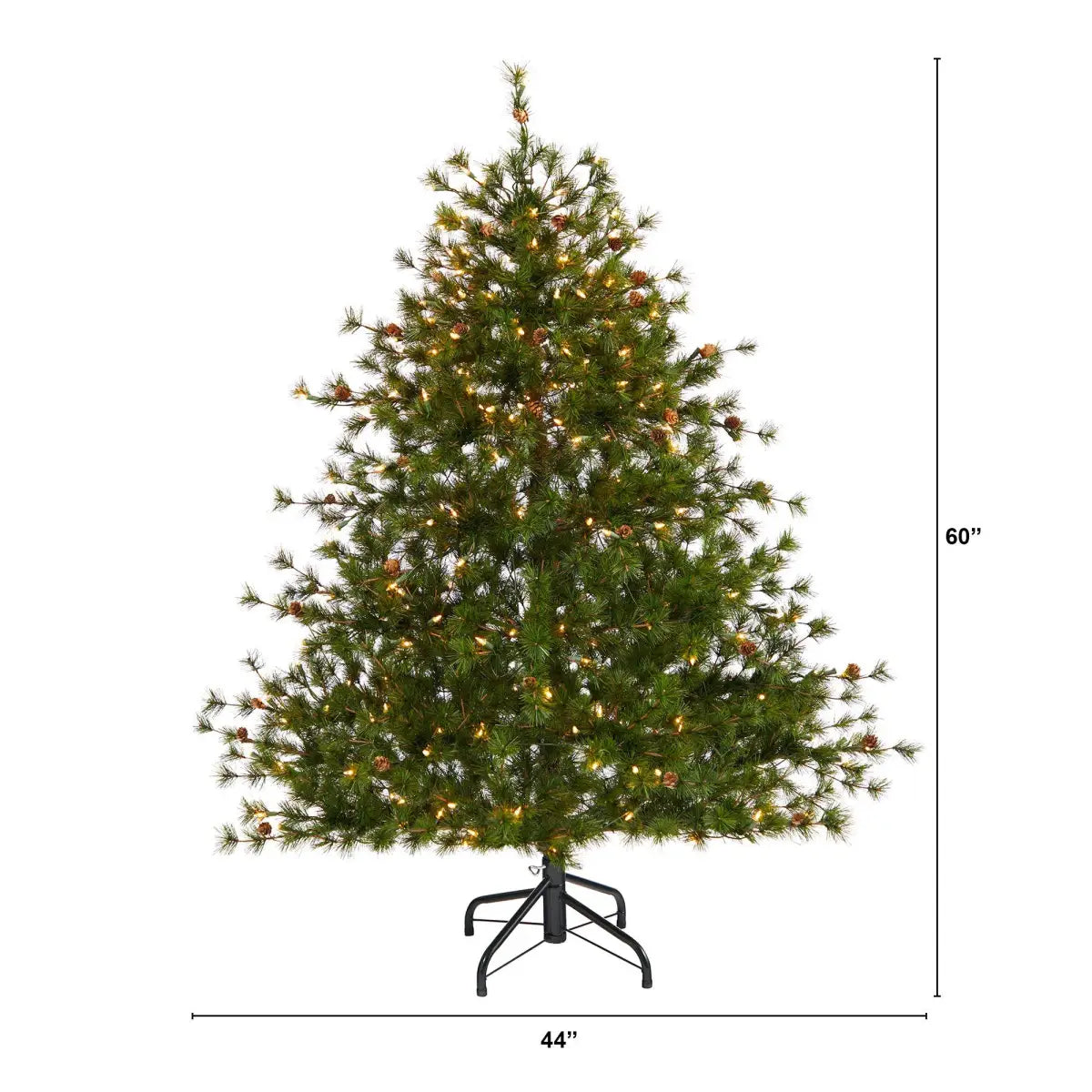 5’ Colorado Mountain Pine Artificial Christmas Tree with 250 Lights 669 Branches and Pine Cones - Green - Nearly Natural