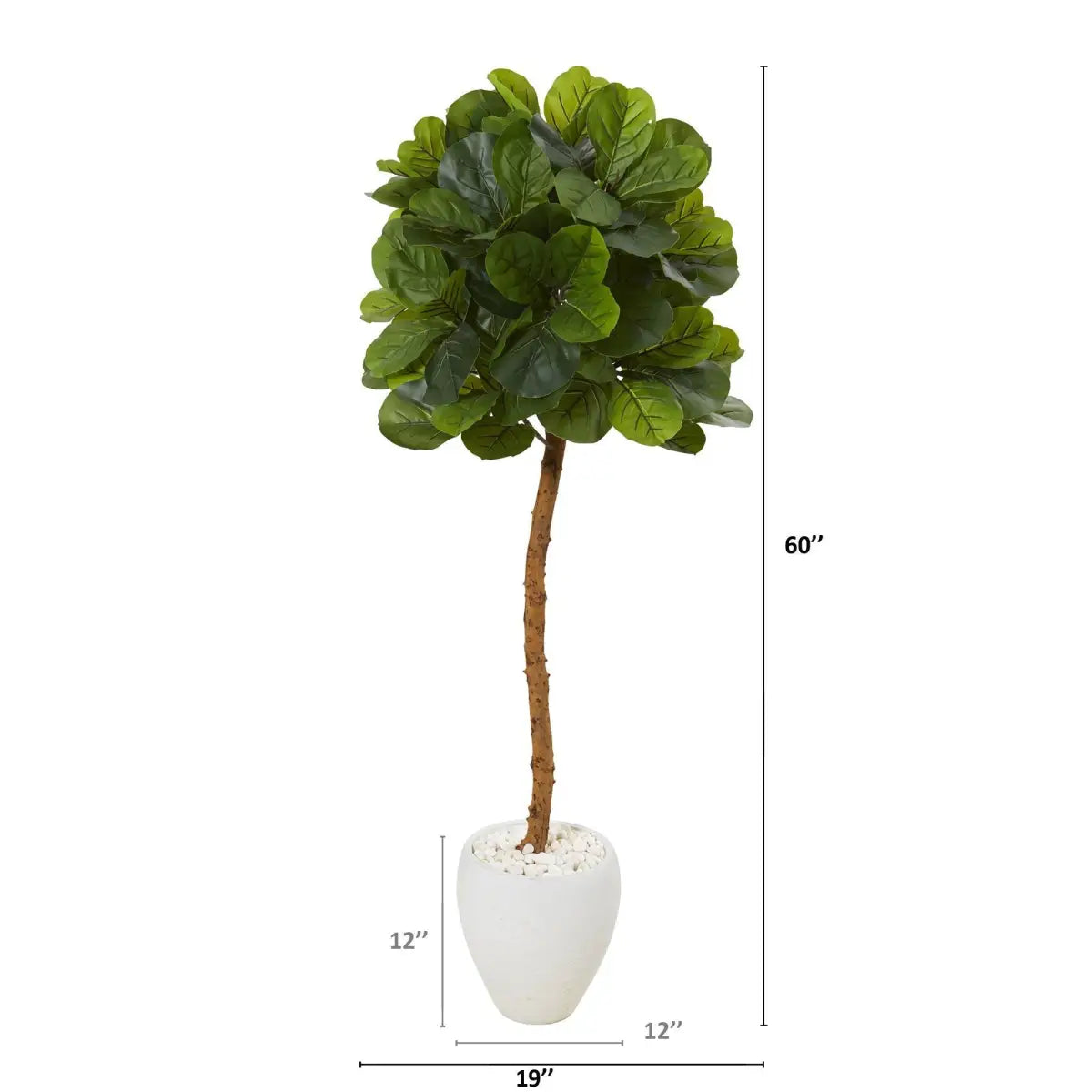 5’ Fiddle Leaf Artificial Tree in White Planter (Real Touch) - Nearly Natural