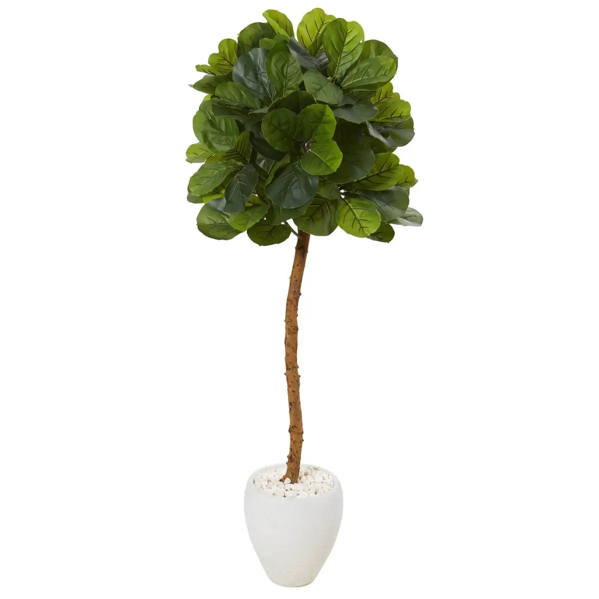 5’ Fiddle Leaf Artificial Tree in White Planter (Real Touch) - Nearly Natural