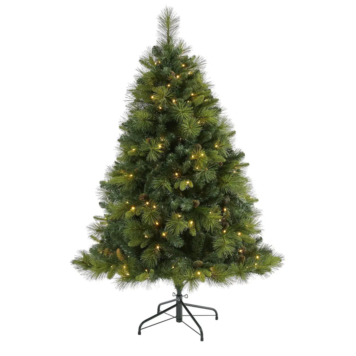 5’ North Carolina Mixed Pine Artificial Christmas Tree with 200 Warm White LED Lights 711 Bendable Branches