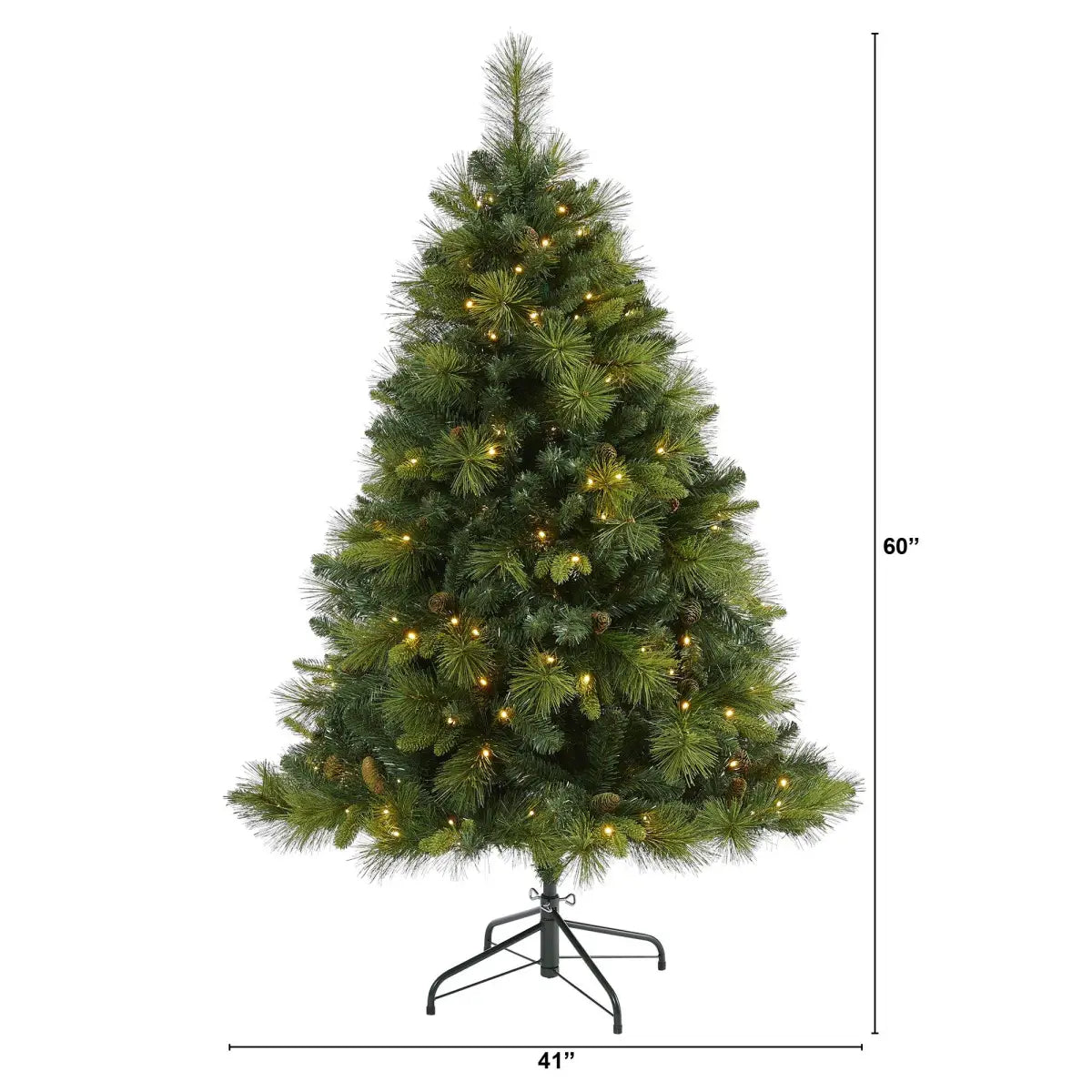 5’ North Carolina Mixed Pine Artificial Christmas Tree with 200 Warm White LED Lights 711 Bendable Branches