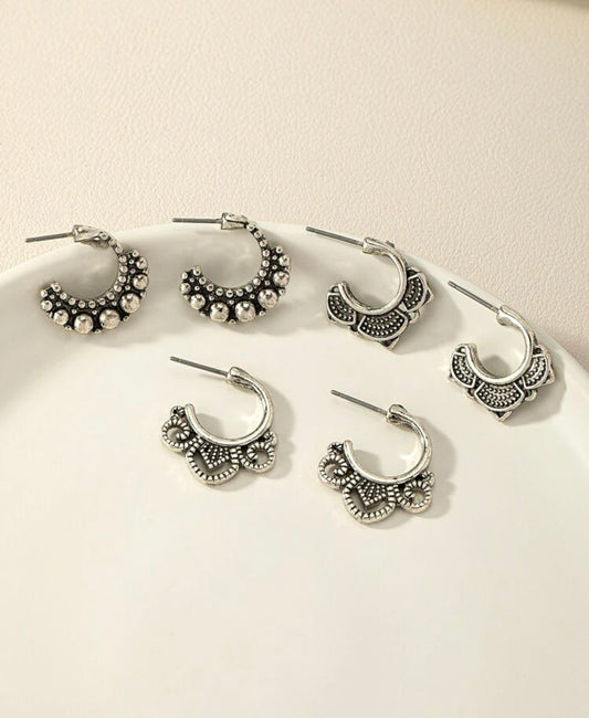 Magnifique ensemble de boucles d'oreilles bohèmes en argent