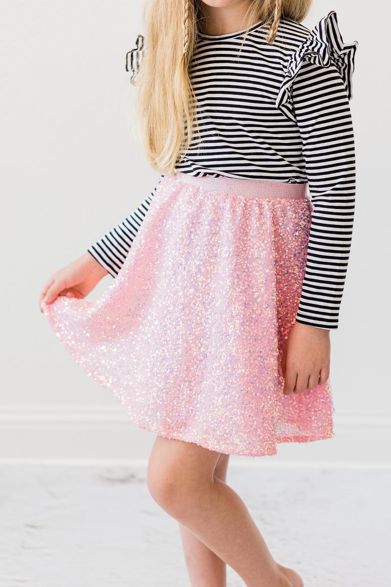 Bubblegum Pink Sequin Twirl Skort