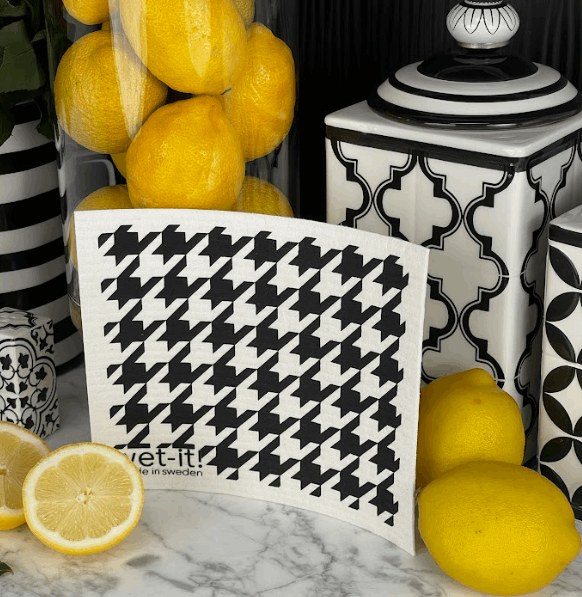 Swedish Dish Cloth - Houndstooth Black - Wet-it!