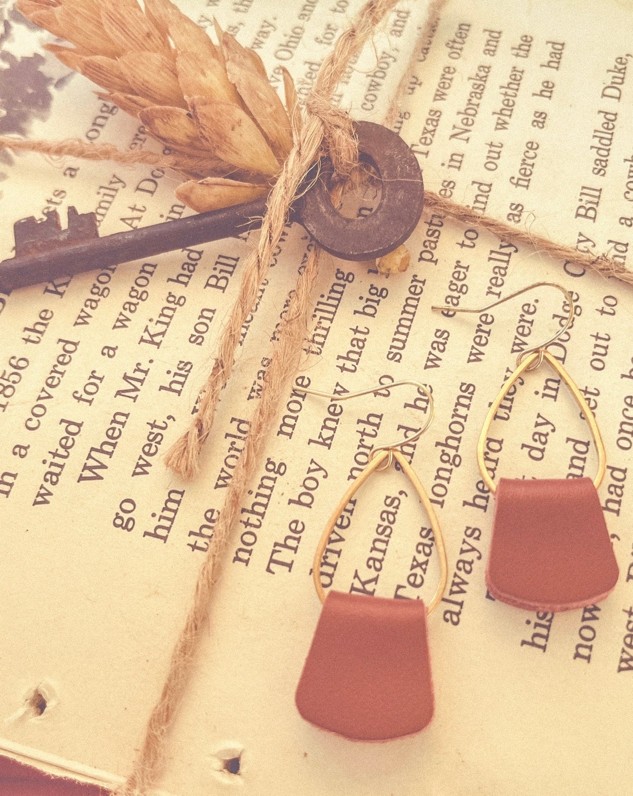 Beautiful Delicate Brown Leather Earrings