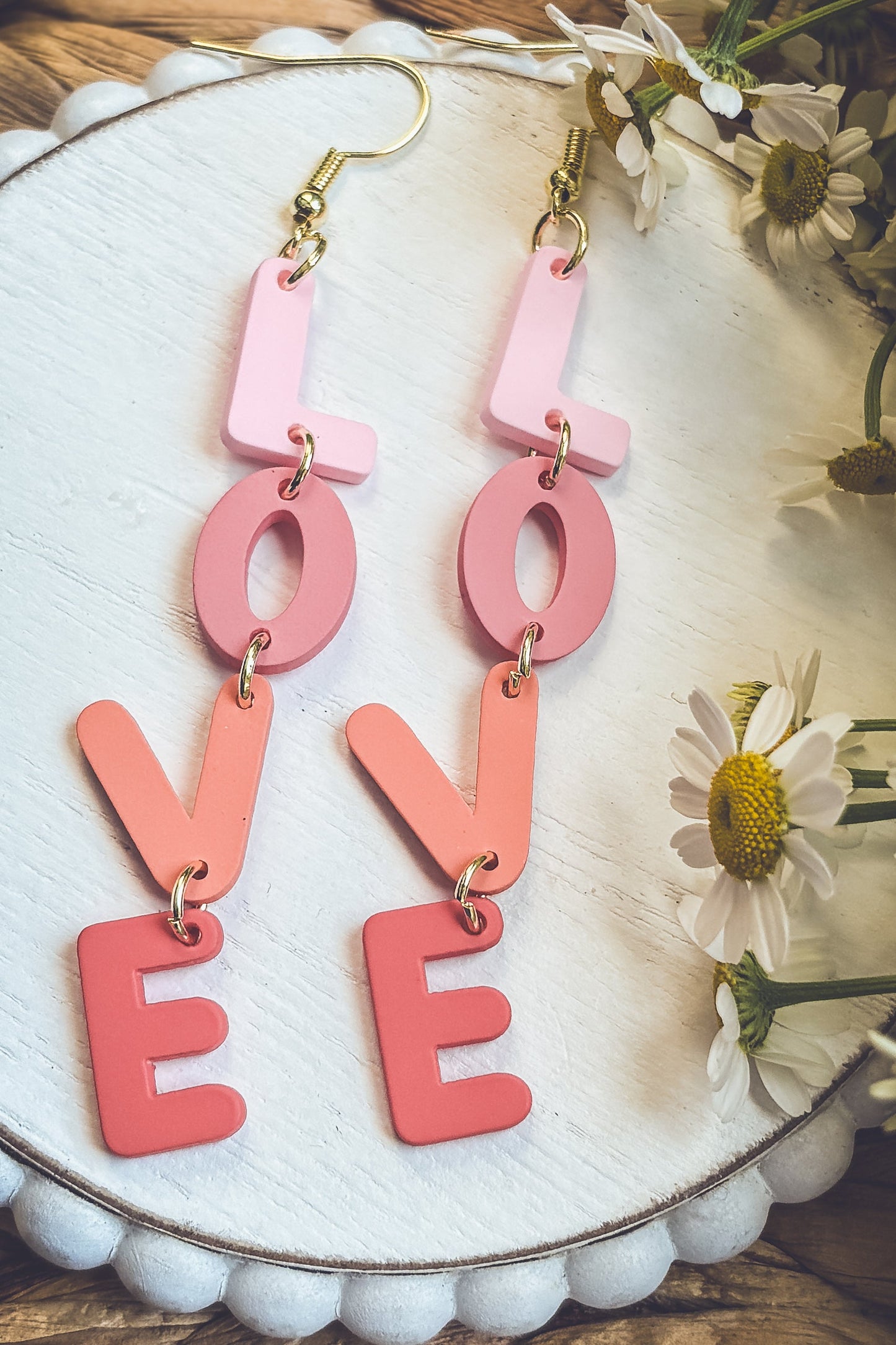 Adorable Pink L-O-V-E Earrings