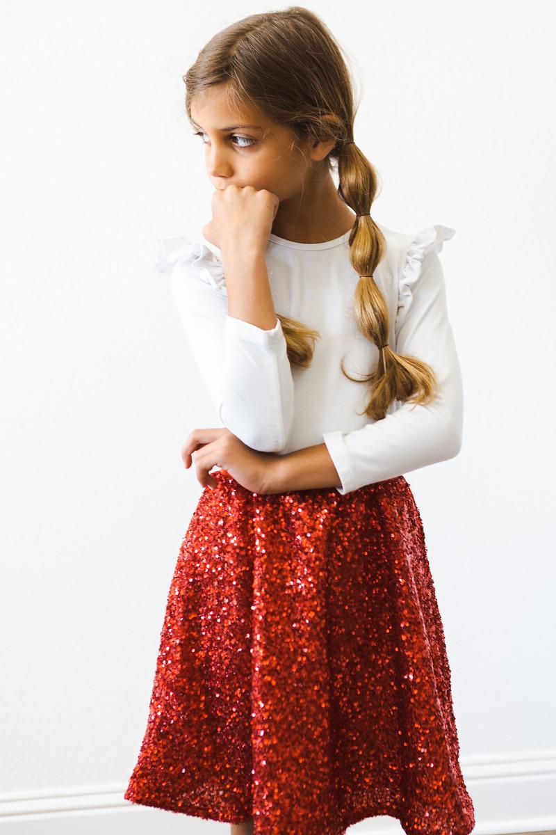 Red Sequin Twirl Skort