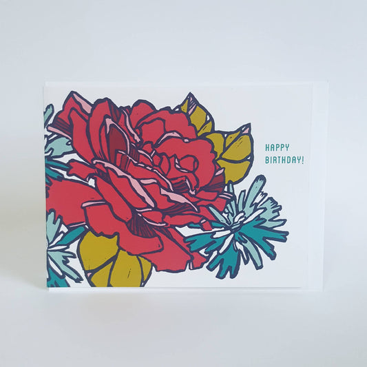 Birthday Greeting Card - Rose Floral