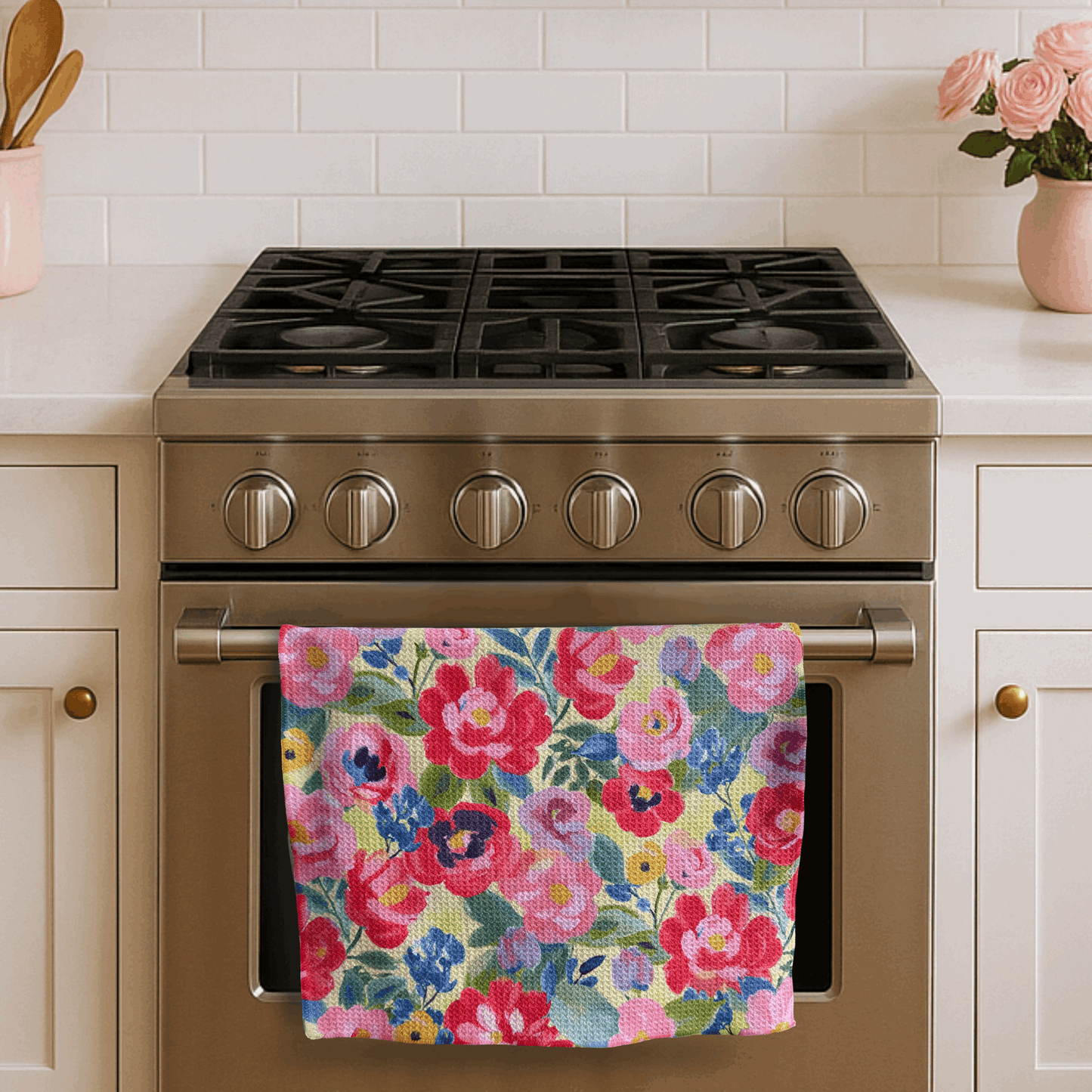 Funny Vintage Floral Kitchen Towel for Moms - Cranky & Tired - Urban Smirk