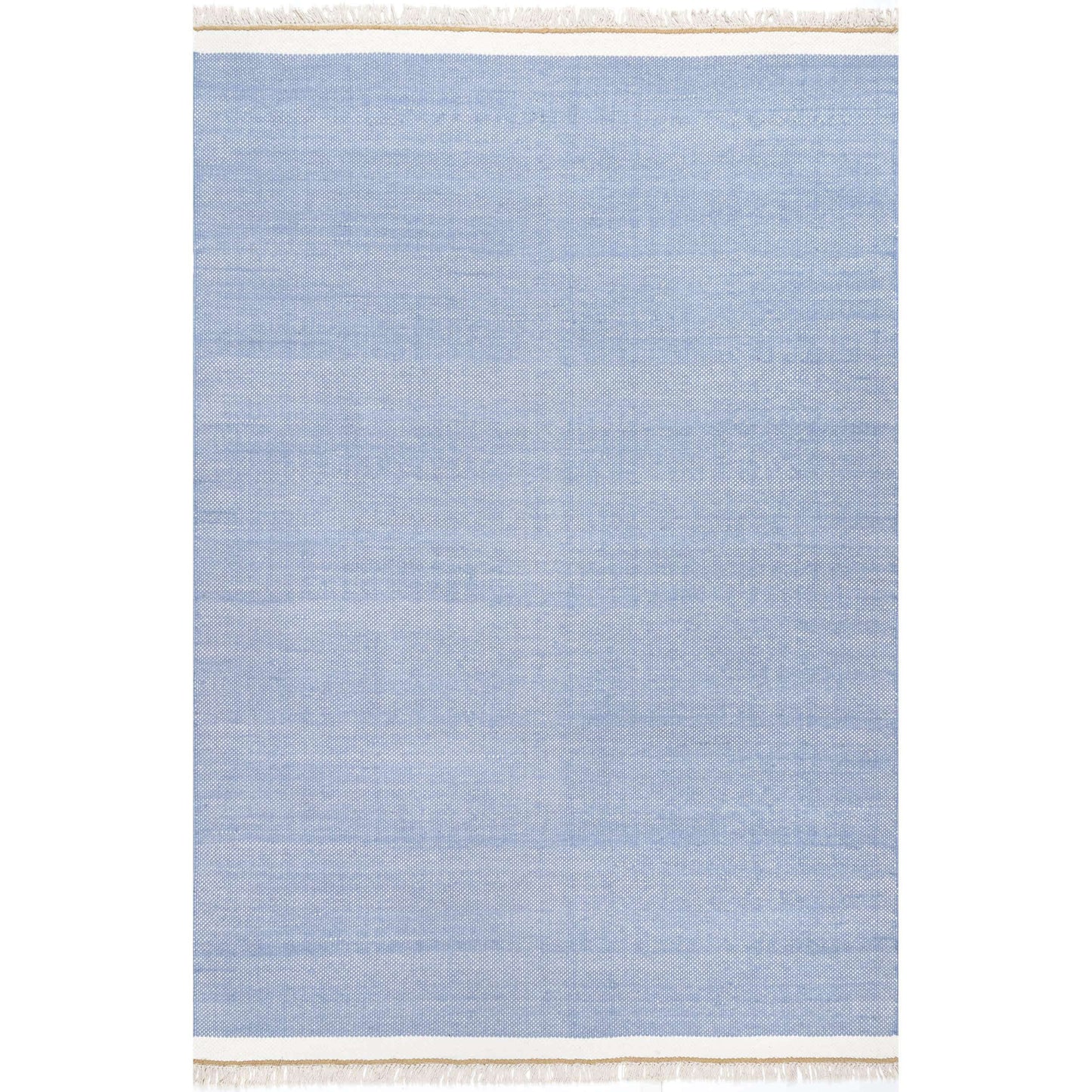 Blue Wool Cotton Rug with Tassels