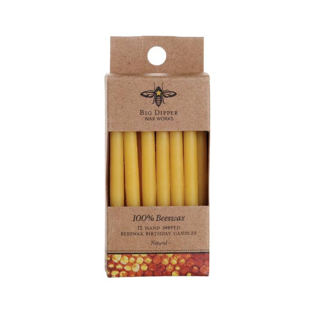 Birthday Candles 3" – 100% Beeswax – Hand-Dipped - Natural or Pastel