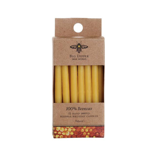 Birthday Candles 3" – 100% Beeswax – Hand-Dipped - Natural or Pastel