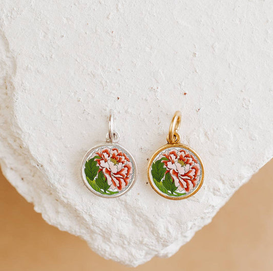 Petals Flower Charm Pendant Necklace Gold or Silver - Antique Gold / Pendant Only