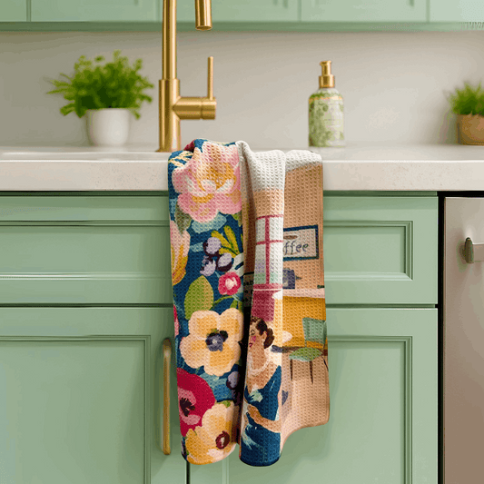 Funny Vintage Floral Kitchen Towel - Parenting - More Caffeine - Urban Smirk