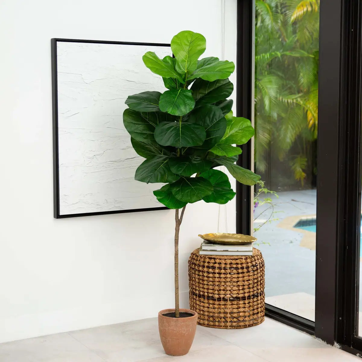 6’ Artificial Giant Leaf Fiddle Leaf Fig Tree in Decorative Planter with Real Touch Leaves - Nearly Natural