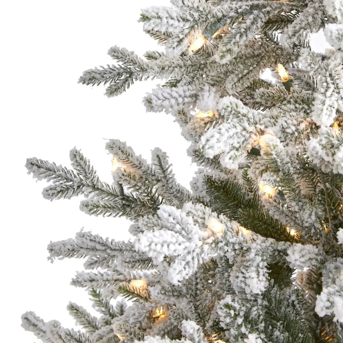 6’ Flocked Fraser Fir Artificial Christmas Tree with 500 Warm White Lights and 236 Bendable Branches - Nearly Natural
