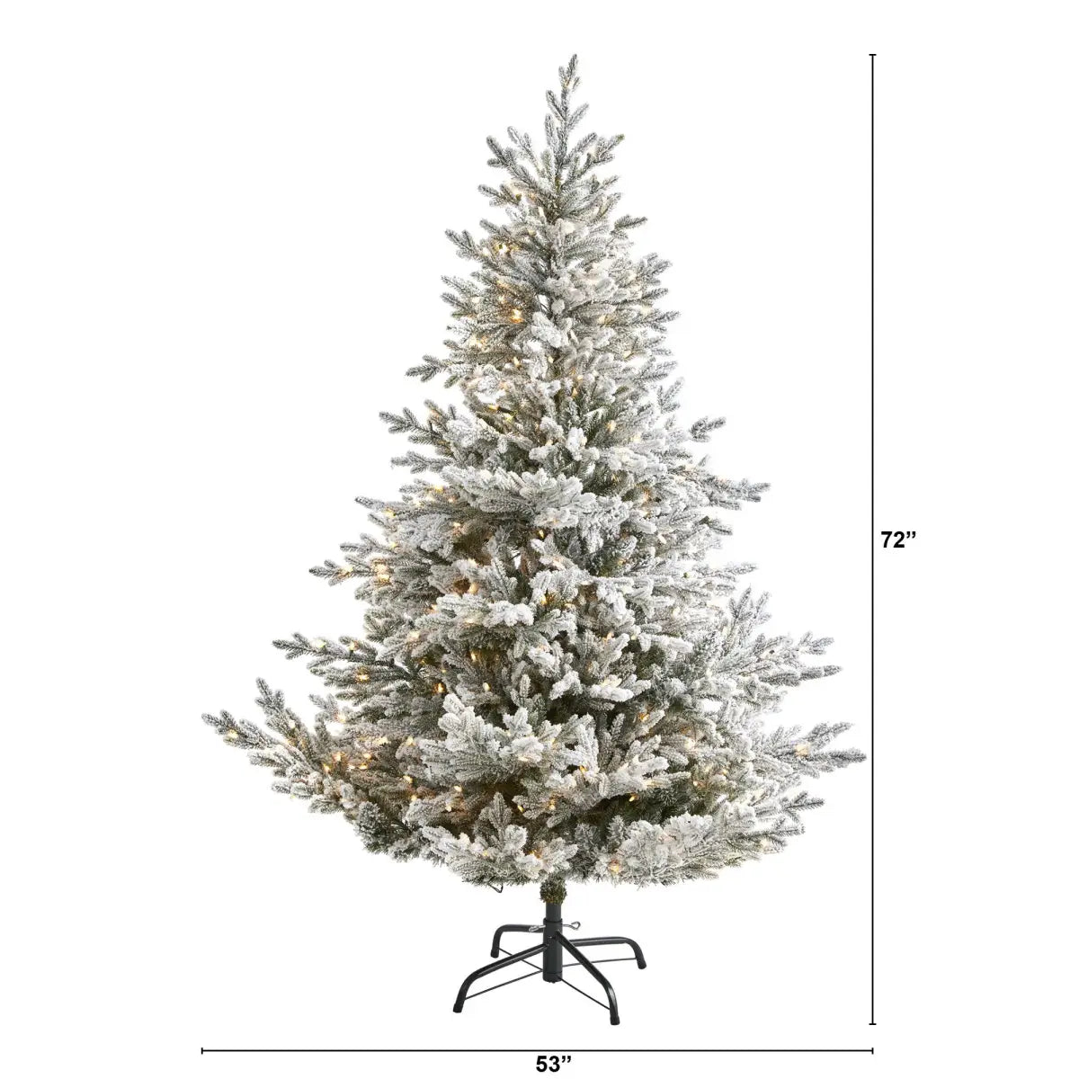6’ Flocked Fraser Fir Artificial Christmas Tree with 500 Warm White Lights and 236 Bendable Branches - Nearly Natural