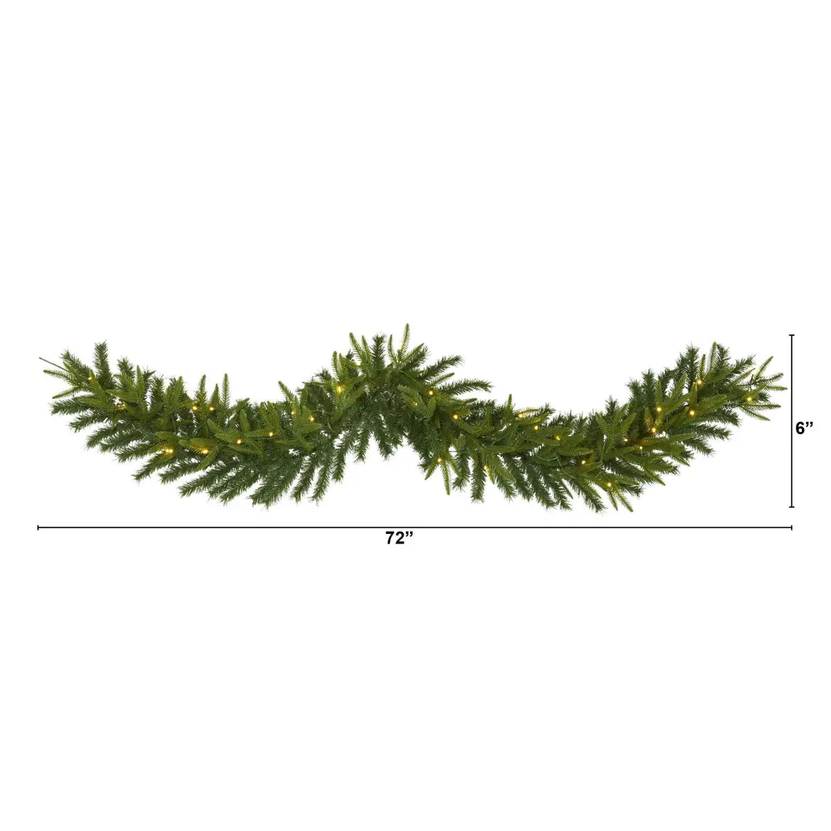 6’ Green Pine Artificial Christmas Garland with 35 Clear LED Lights - Nearly Natural