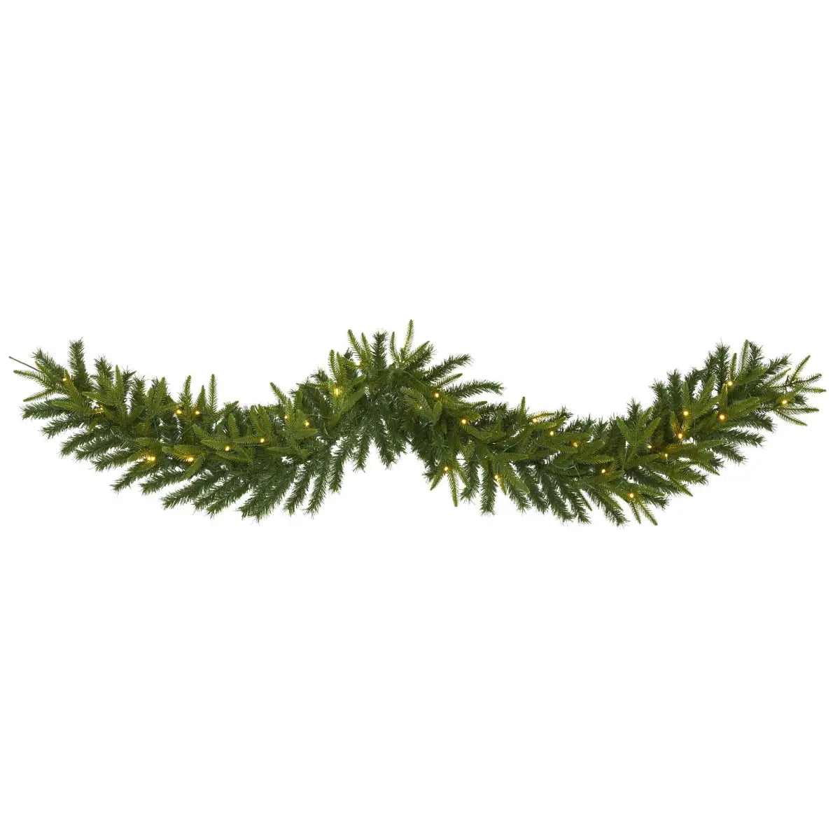 6’ Green Pine Artificial Christmas Garland with 35 Clear LED Lights - Nearly Natural