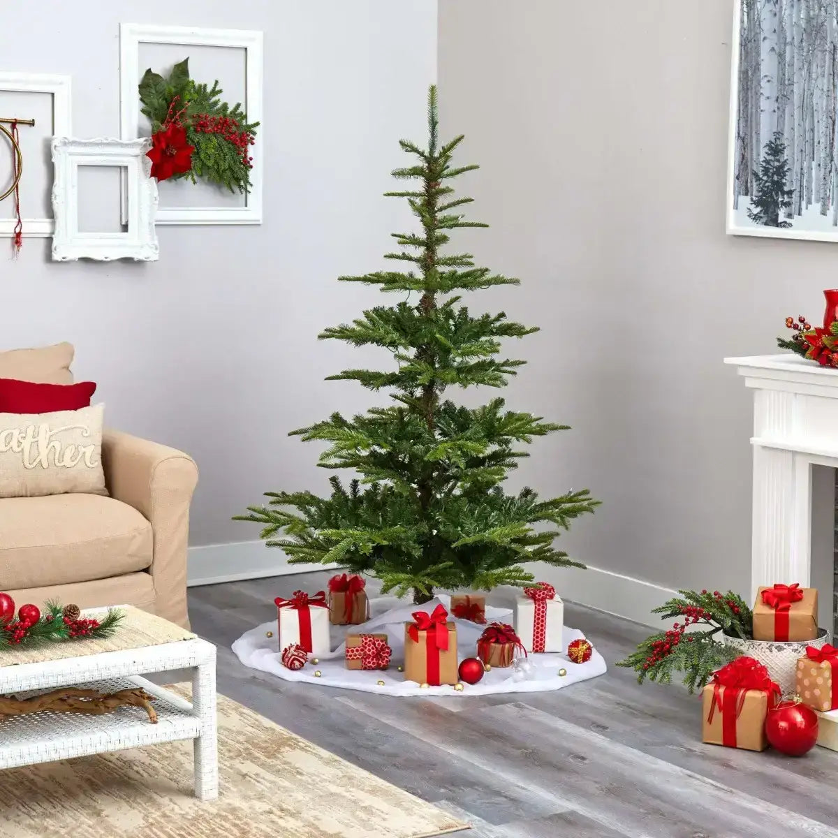 6’ Layered Washington Spruce Artificial Christmas Tree with 350 Clear Lights and 705 Branches - Green - Nearly Natural