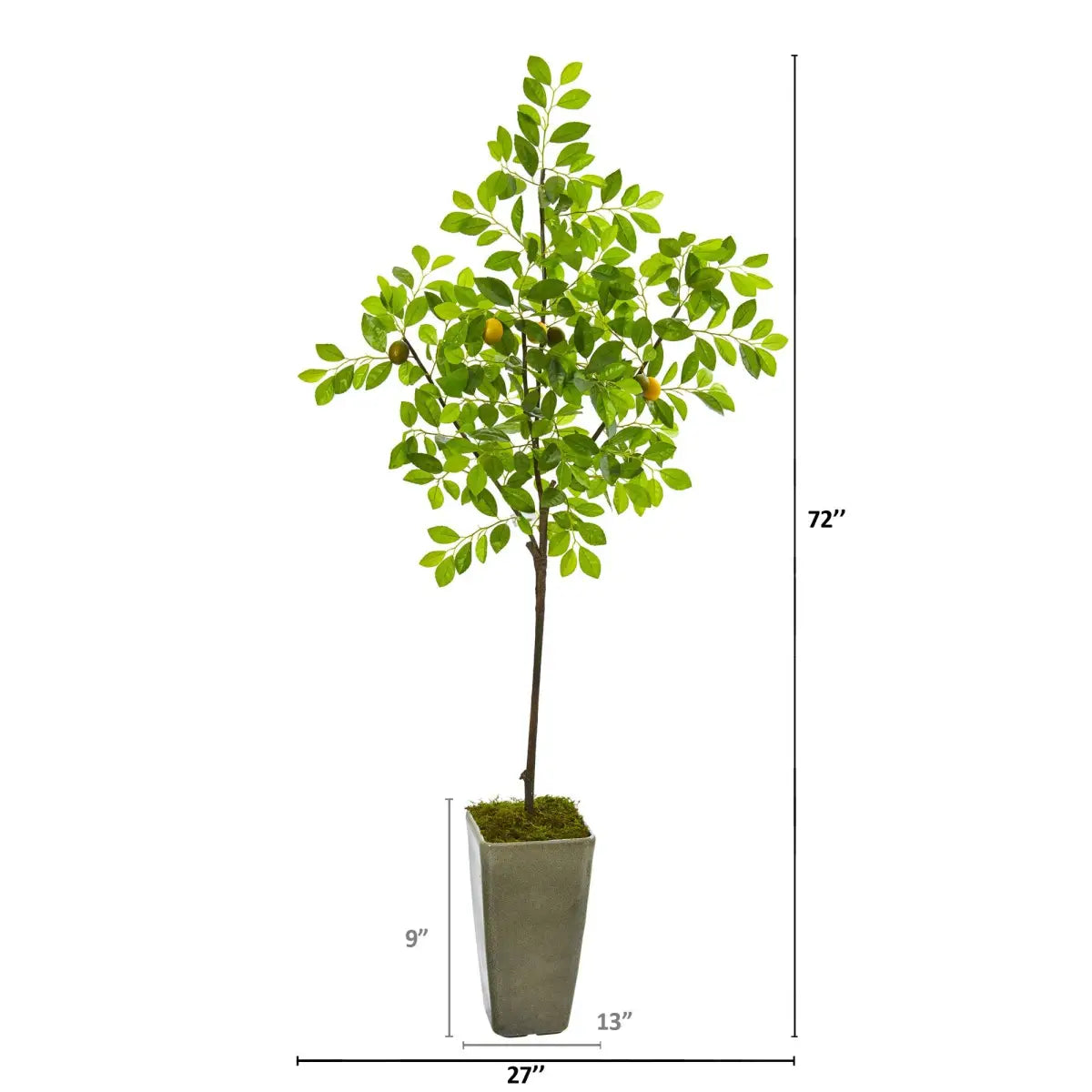 6’ Lemon Artificial Tree in Olive Green Planter - Nearly Natural