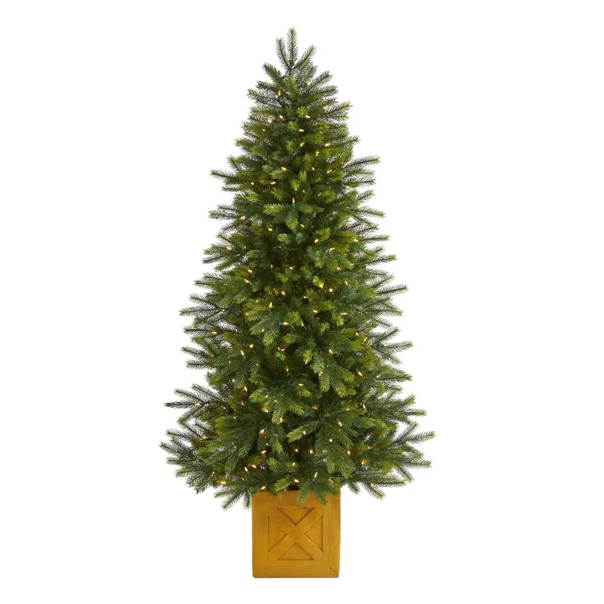 6’ Manchester Fir Artificial Christmas Tree in Decorative Planter with 350 Clear Warm (Multifunction) LED Lights