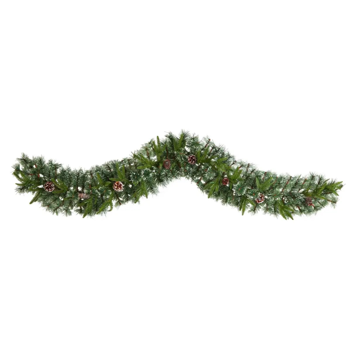 6’ Snow Tipped Christmas Artificial Garland with 35 Clear LED Lights and Pine Cones - Nearly Natural