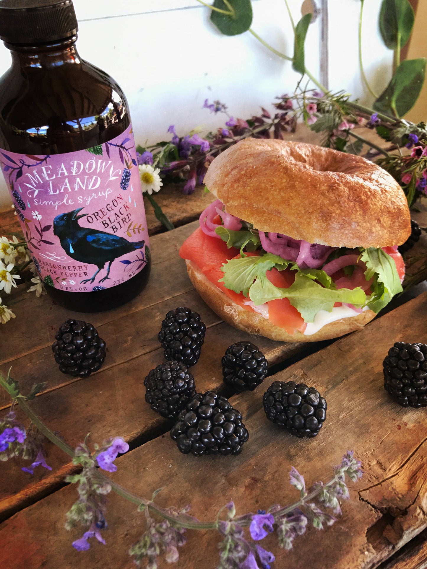 Oregon Black Bird Simple Syrup - Marionberry and Peppercorn - Lemonade or Gin