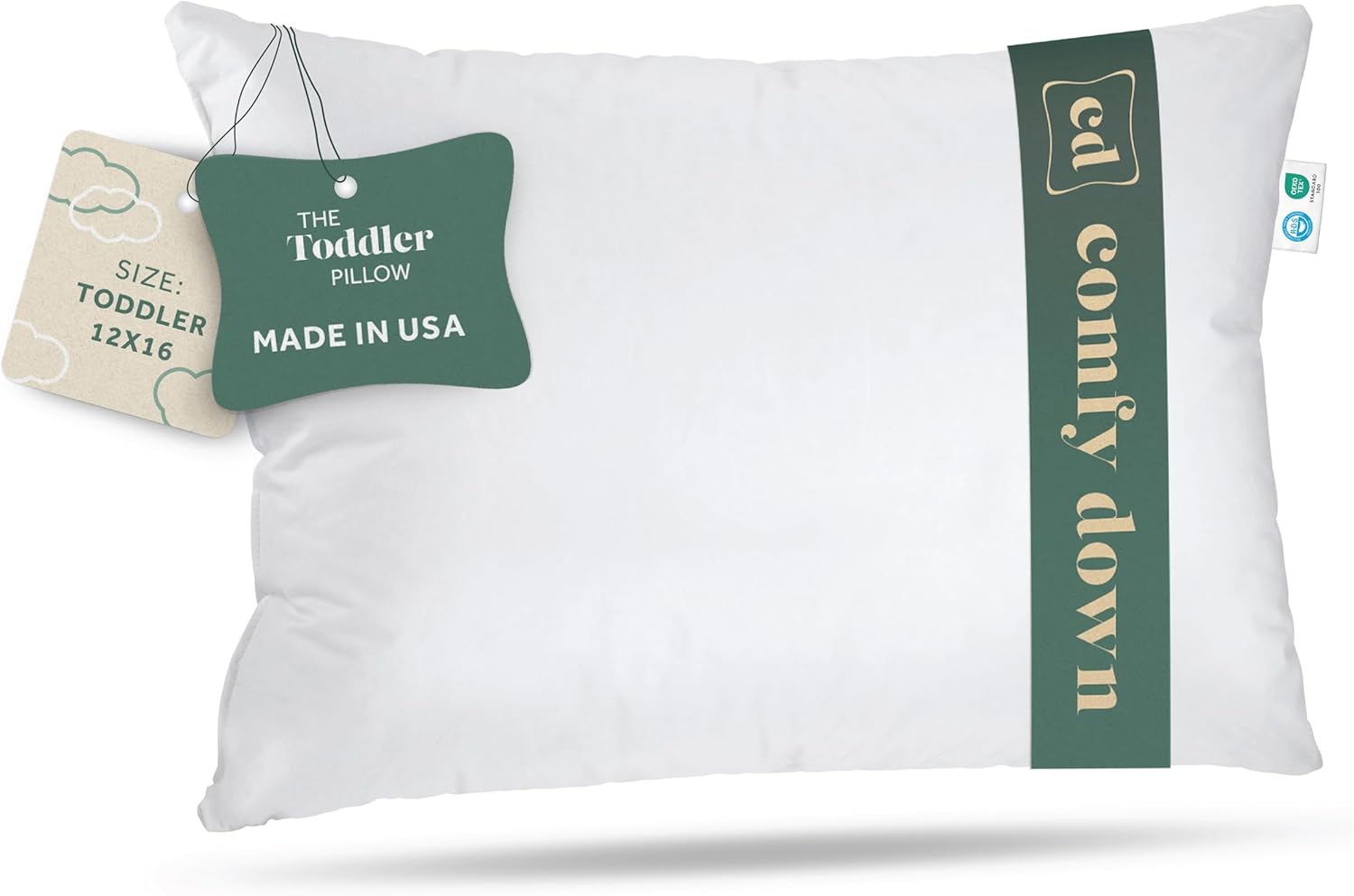Toddler Pillow - Super Soft European Goose Down for Children Ages 18 to 48 Months - 12’’ X 16’’ - ComfyDown