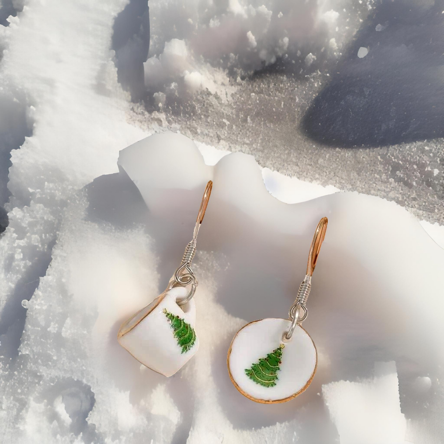 Ensemble de boucles d'oreilles adorables en forme de tasse à thé de Noël