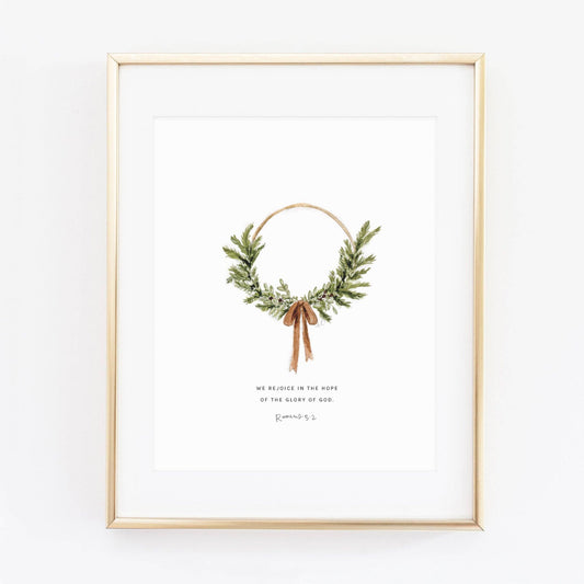 Christmas Scripture Art Print - Romans 5:2 Wreath