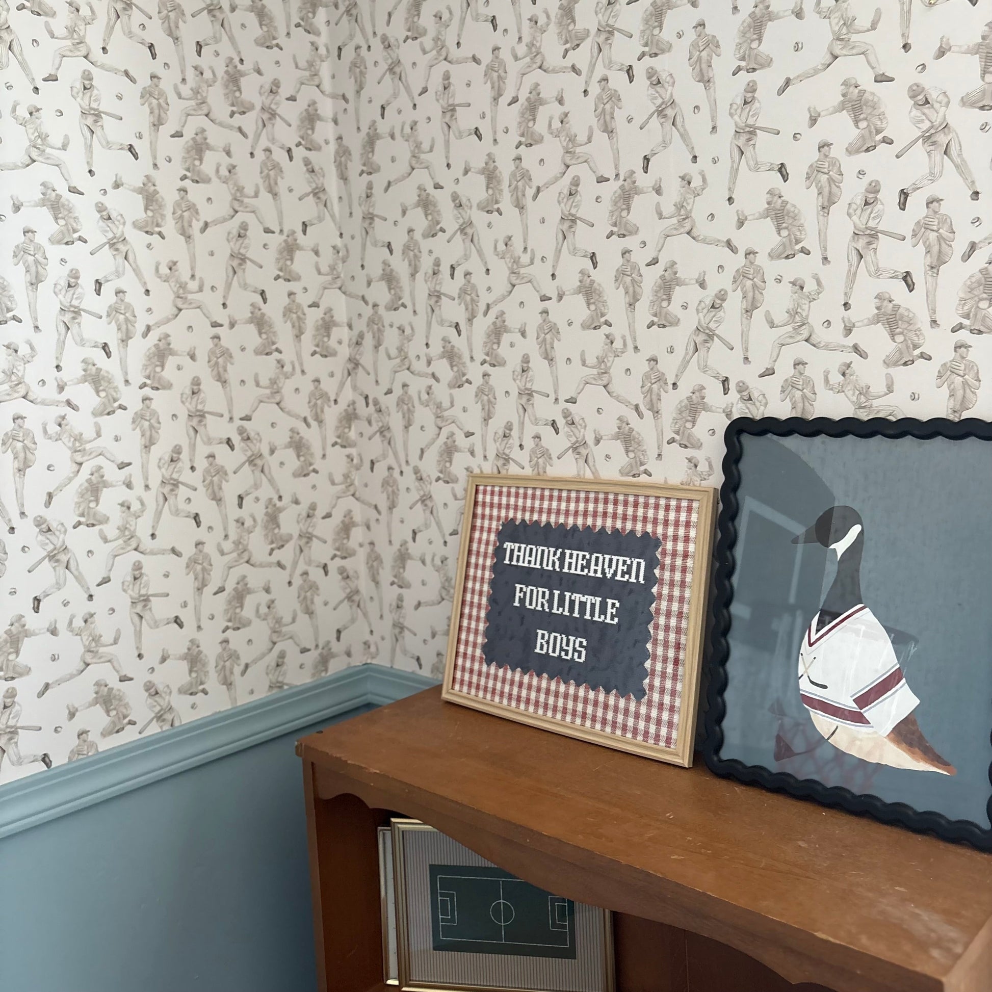 Robinson Baseball Wallpaper by Hailey Kiefer Designs - Loomwell Home Goods