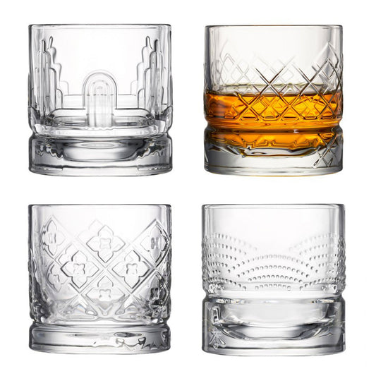Dandy Whiskey Glasses - Assorted Designs - Set of 4 - La Rochere NA