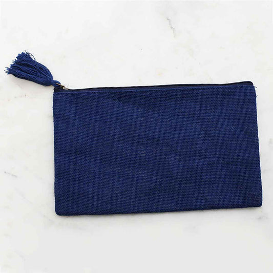 Bolsa de yute para cosméticos, color azul marino