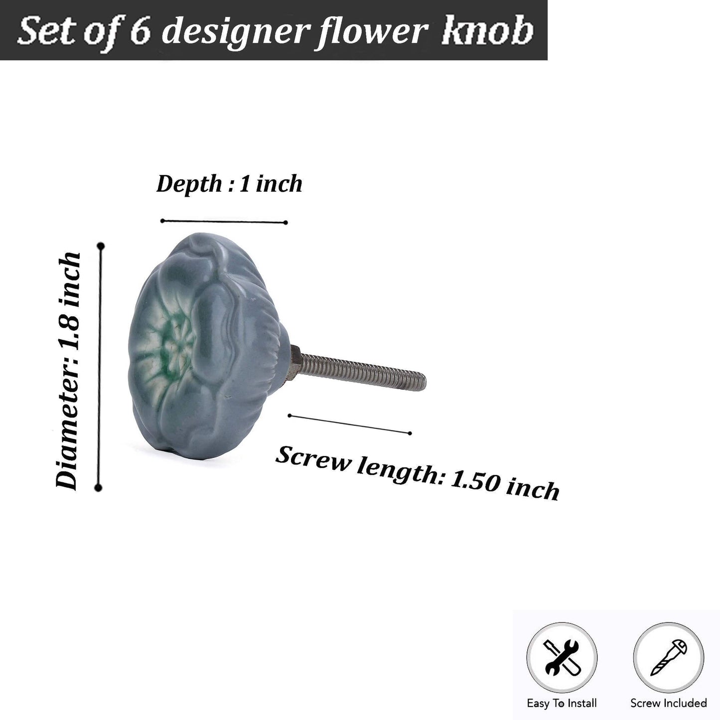 Gray Flower Knob