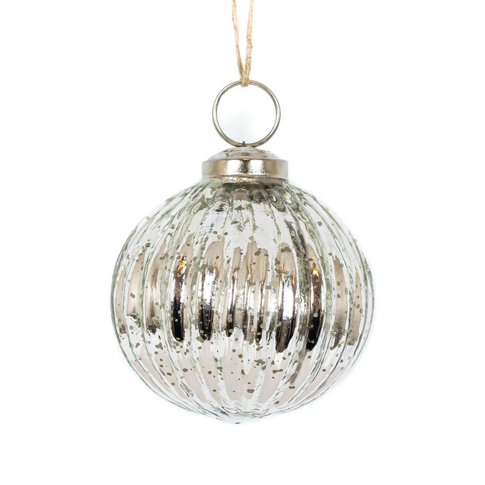 Silver Glass Christmas Ornament - each - Devanie At Home (Formerly Adams & Co.)