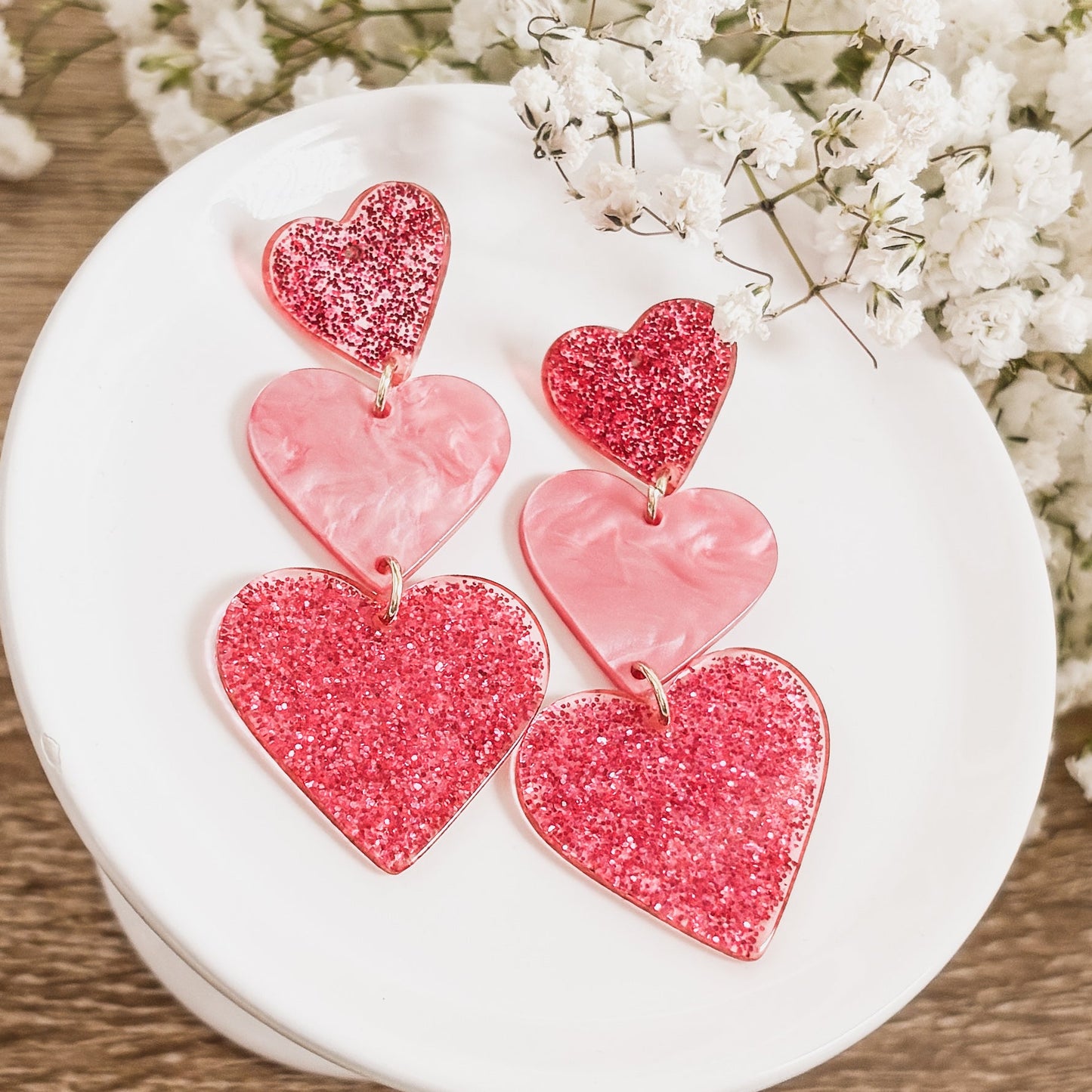 Beautiful Acrylic Heart Earrings