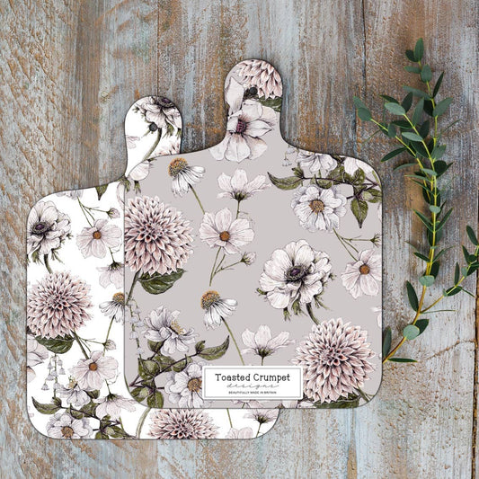 Mini Cutting Board - White Floral - Toasted Crumpet
