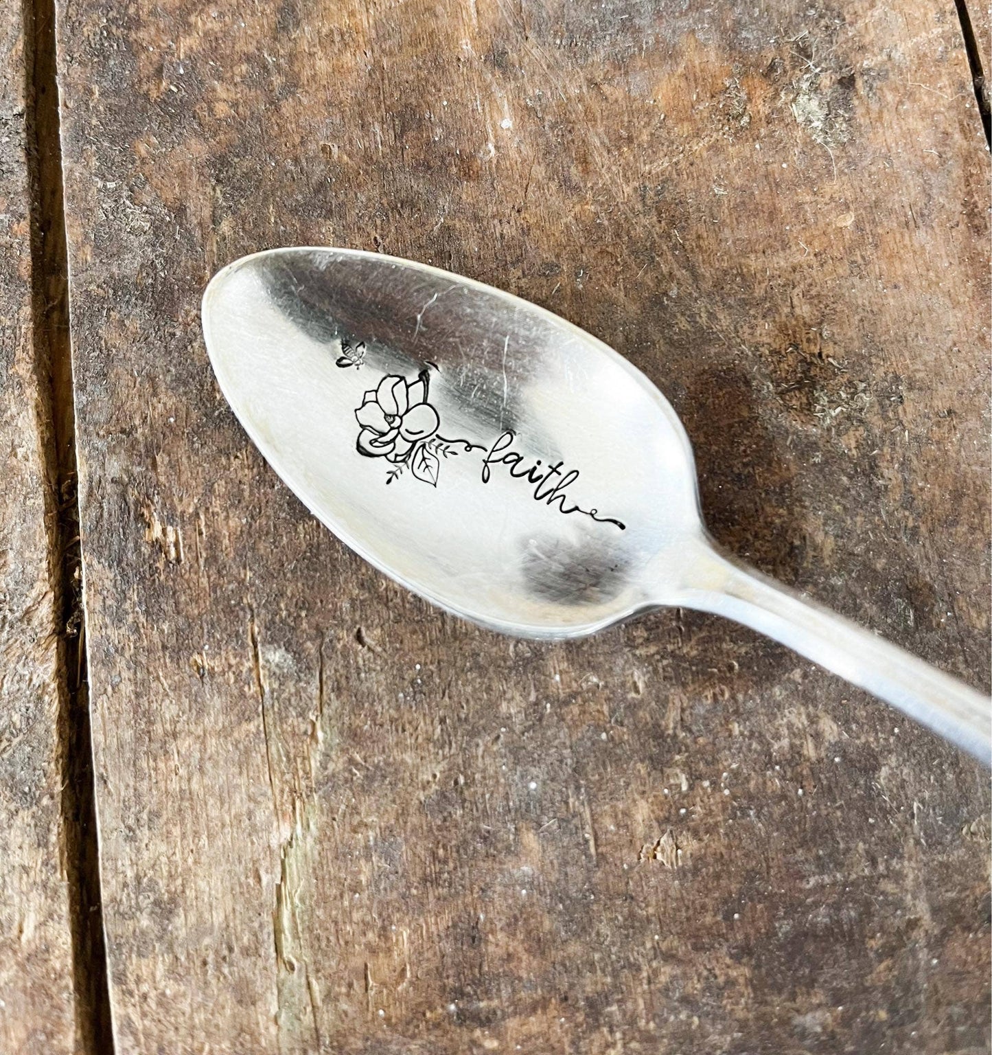 Floral Stem Inspiration - Vintage Stamped Spoon - Faith - The Sassy Barn
