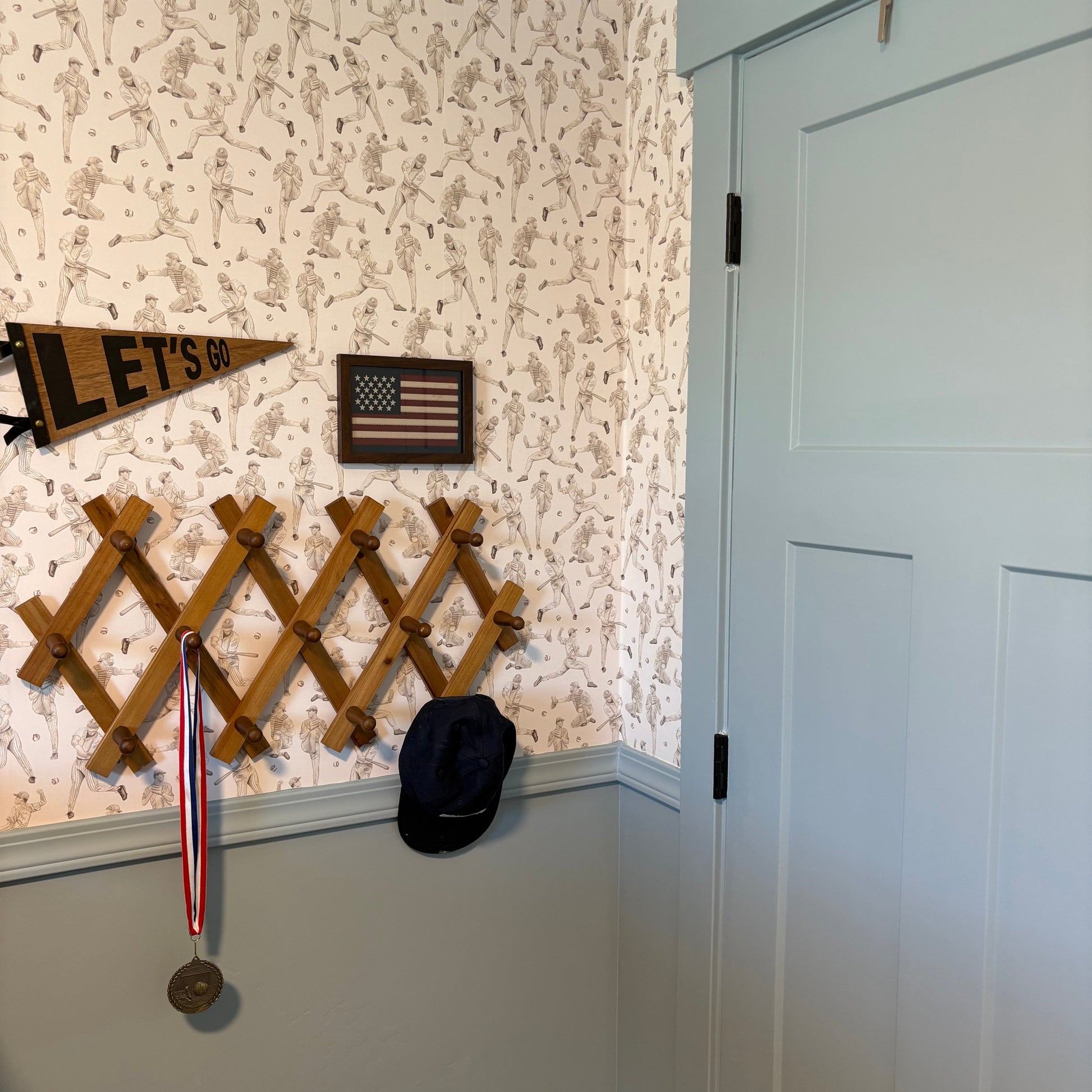 Robinson Baseball Wallpaper by Hailey Kiefer Designs - Loomwell Home Goods