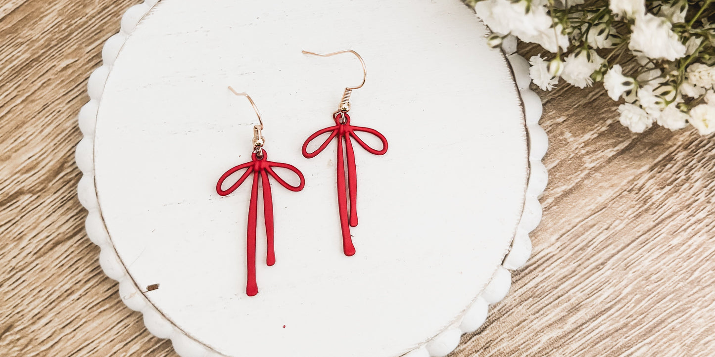 Adorable Red Bow Earrings