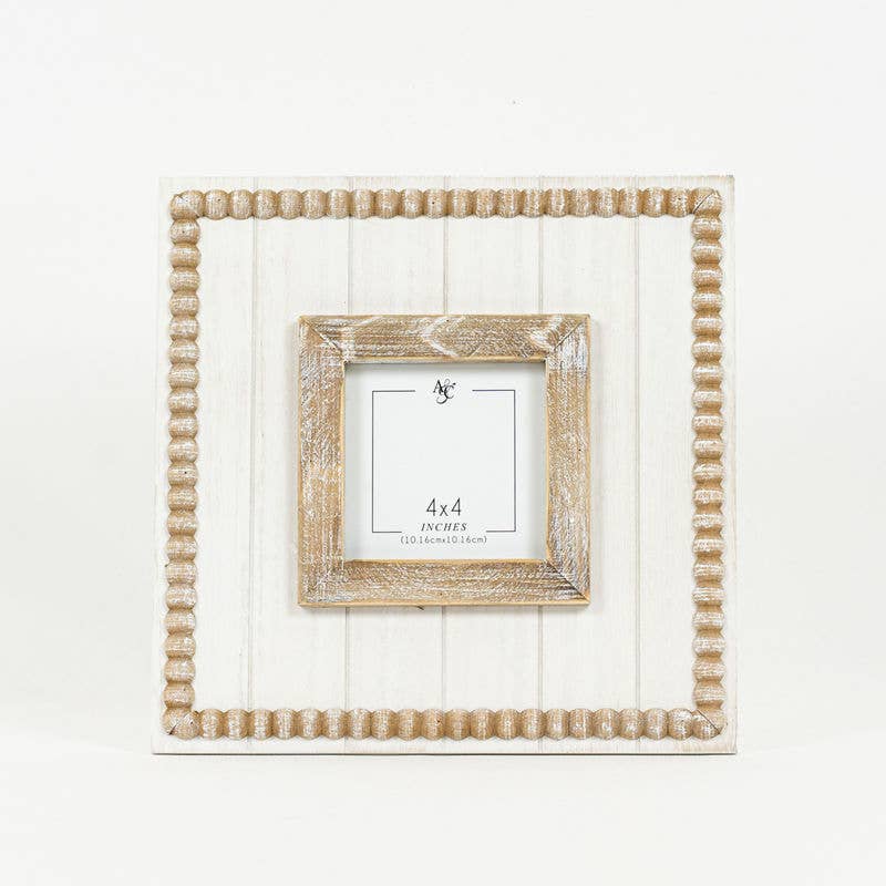 10x10 Wood Beaded Photo Frame (holds 4x4 picture)