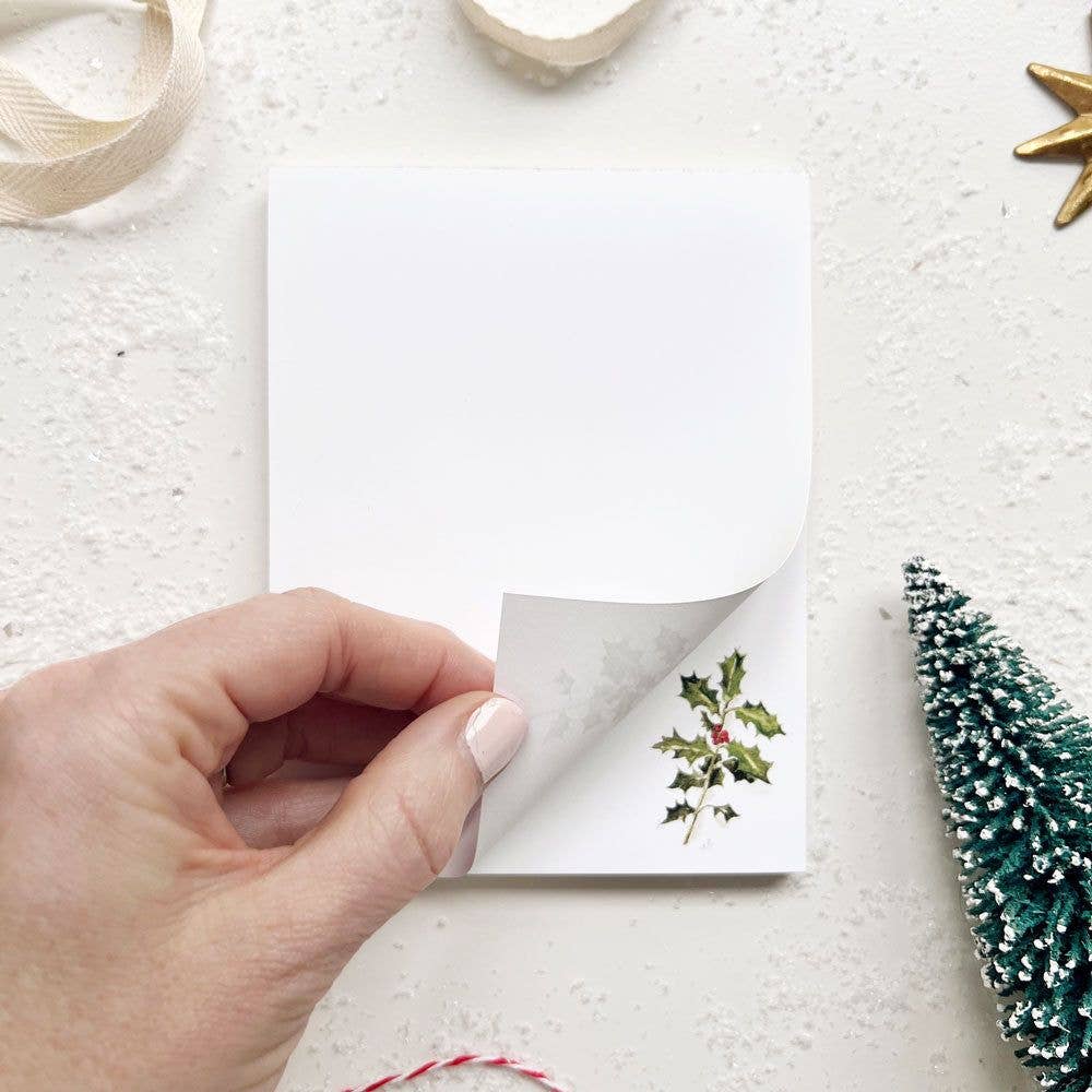 Christmas Notepad with Watercolor Holly